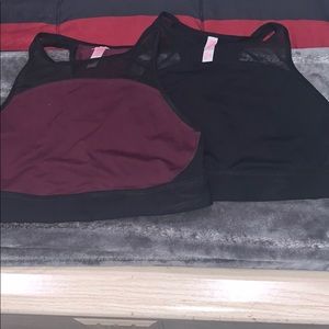 Black and burgundy sport bras